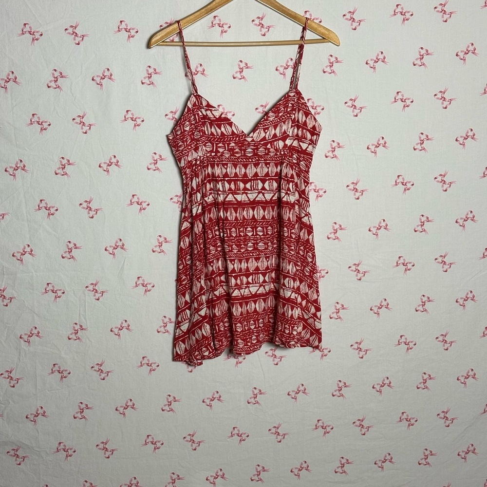 Red Patterned Spaghetti Strap Top - image 2